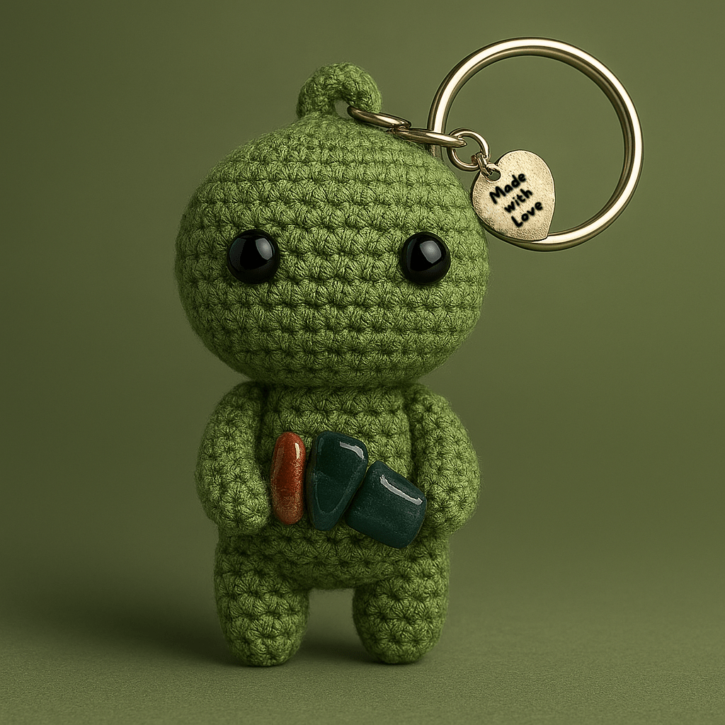Ručně háčkovaná achátová klíčenka postavička Loomin - Loomins