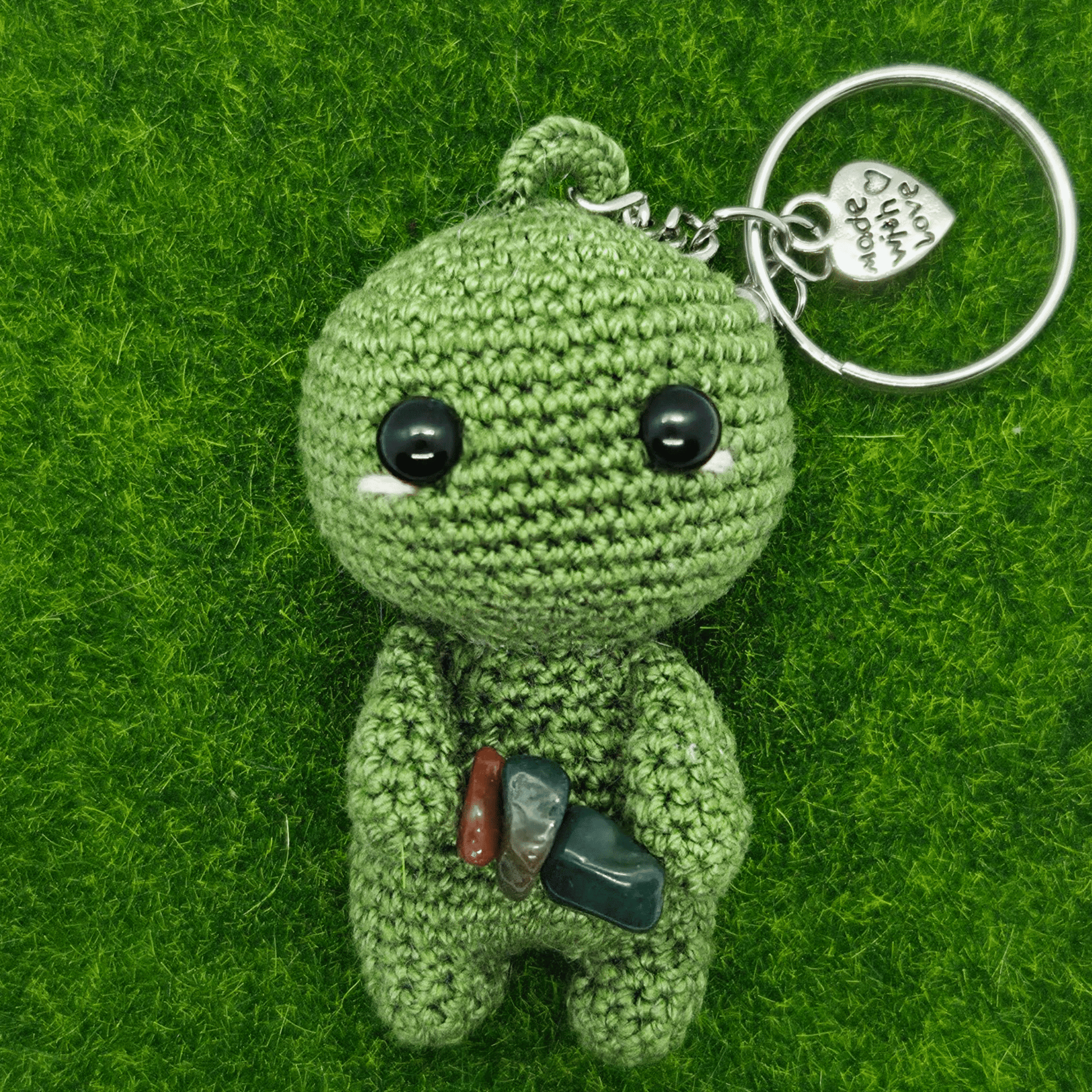 Ručně háčkovaná achátová klíčenka postavička Loomin - Loomins