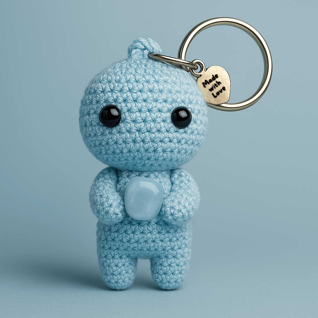 Ručně háčkovaná amazonitová klíčenka postavička Loomin - Loomins