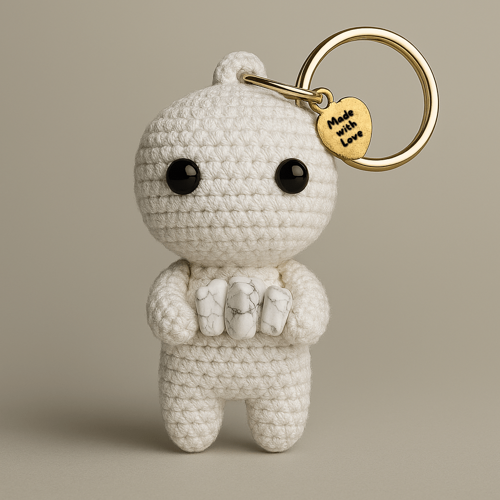 Ručně háčkovaná howlitová klíčenka postavička Loomin - Loomins