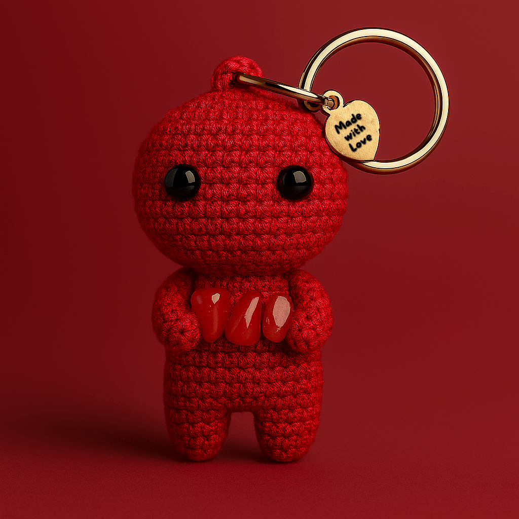 Ručně háčkovaná klíčenka postavička s karneolem Loomin - Loomins