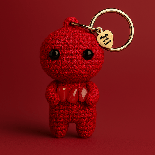 Ručně háčkovaná klíčenka postavička s karneolem Loomin - Loomins