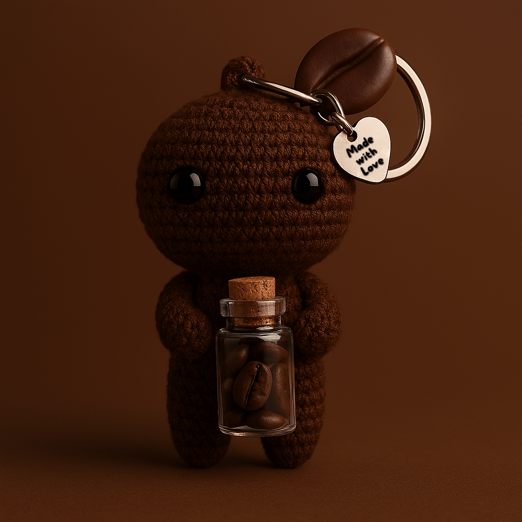 Ručně háčkovaná klíčenka postavička s kávovým zrnem Loomin (Valffee) - Loomins