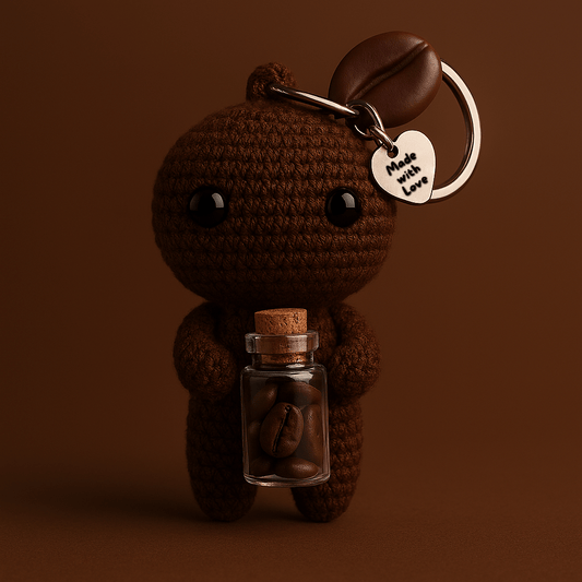 Ručně háčkovaná klíčenka postavička s kávovým zrnem Loomin (Valffee) - Loomins